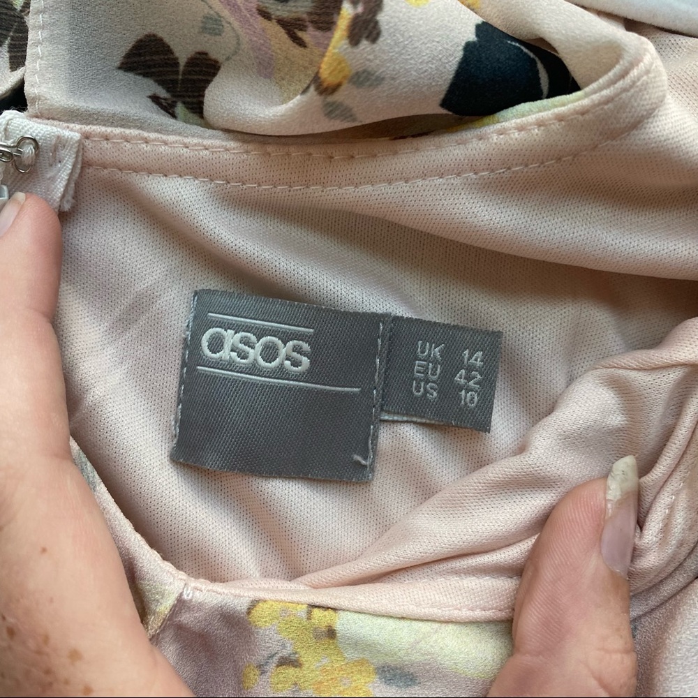 ASOS Light Pink Floral Ruffle Sleeveless Dress - Picture 10 of 10